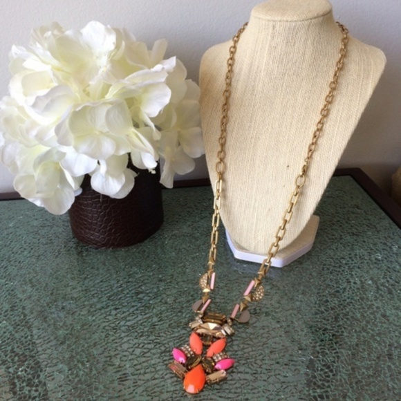 :: S&D💕🦊Geo POP Pink/Orange Pendant Necklace - Picture 9 of 9